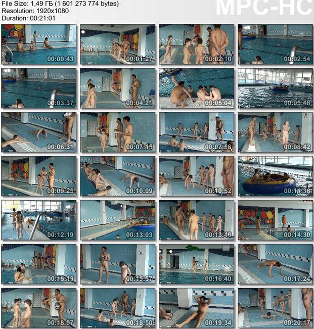 La culture de la famille du nudisme dans la piscine vidéo (HD 1920*1080) [Archives Naturisme]