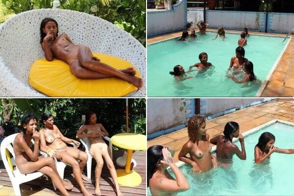 Brazil Pool Sunbath photos - Happiness is achieved by embracing naturism and nudism in ones life