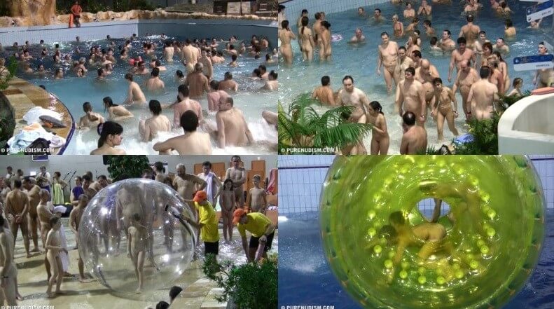 Walking on water Full HD - Blending in with the crowd of nudists
