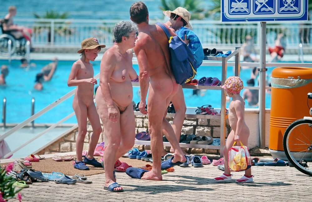 Family Poolside Grouping pics - Naturism teaches respect and love for the natural world